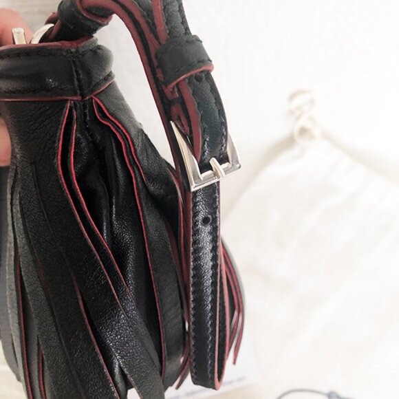 RARE, AUTHENTIC Black & Red Prada Fringe Leather Wristlet NWT - Picture 5 of 9